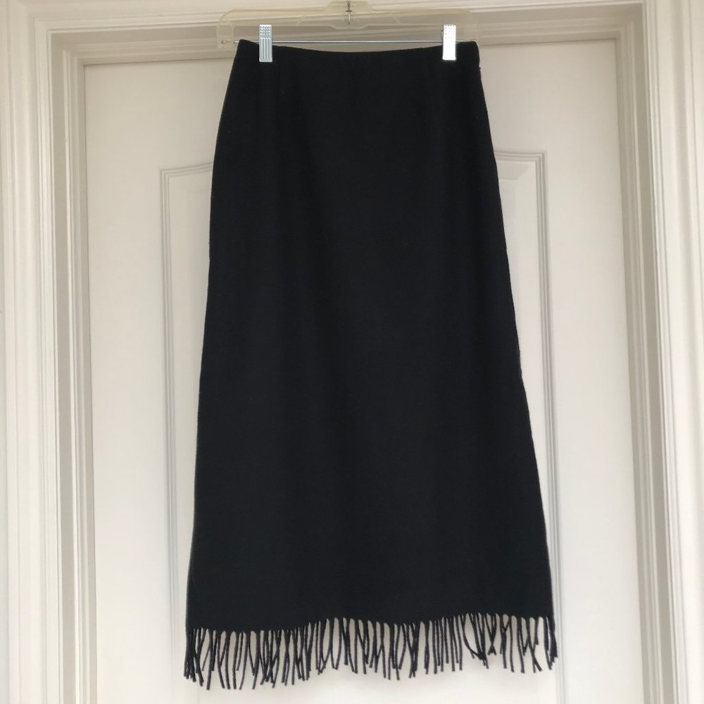 Black Virgin Wool Pendleton Fringed Skirt Size 4